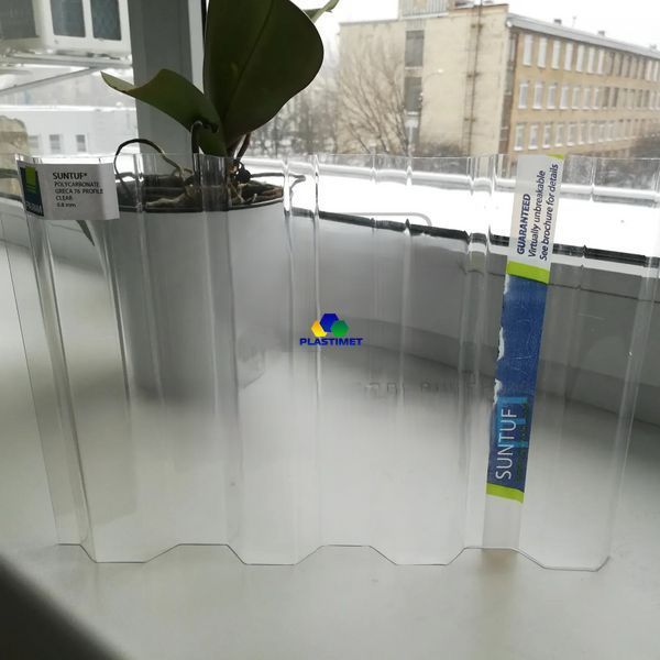 Полікарбонат профільований TOPLIGHT GR 76/18 UV1 0.8 мм прозорий 1,265x4 м toplight-1.265x4-0.8 фото