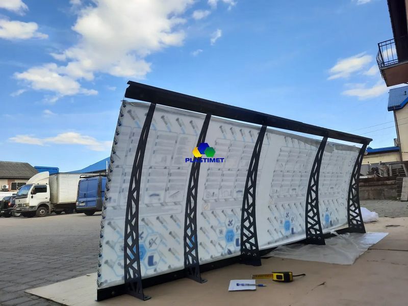 Дашок Plastimet 4,05x1 м Hi-tech, темно-сірий, моноліт 4 мм, прозорий DashOk-4.05x1-Hs-4-p фото