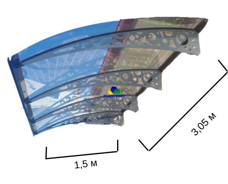 Дашок Plastimet 3.05x1.5 м Style, мідь антик, моноліт 4 мм, бронза DashOk-3.05x1.5-Sb-4-b фото
